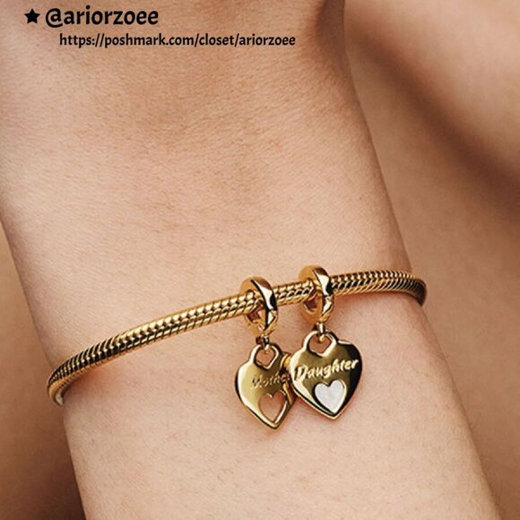 Pandora Double Heart Split Dangle Charm|Pendant - Picture 2 of 2